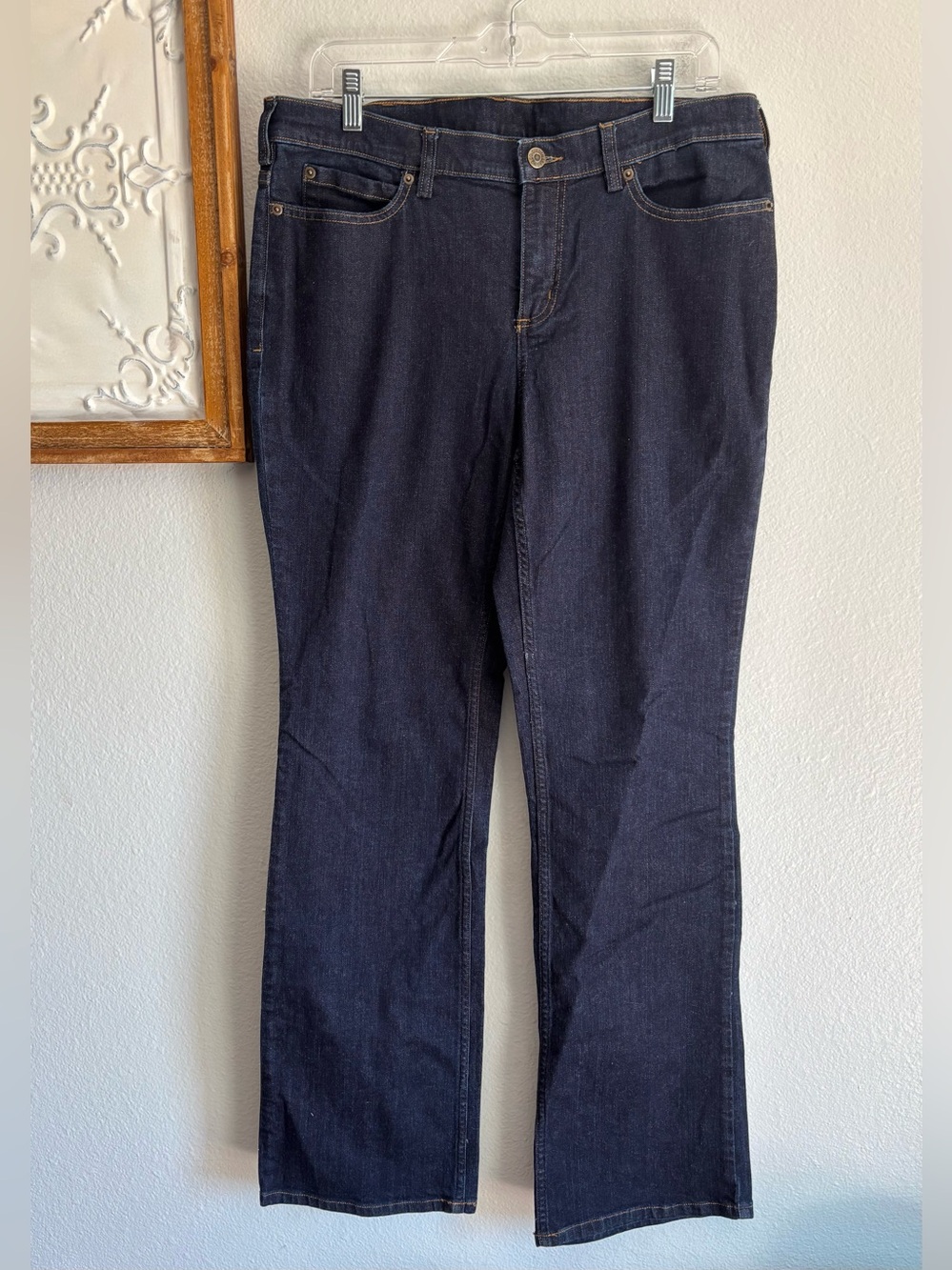 Duluth Trading Co Dark Indigo Women's Jeans size 12x33 denim casual bootcut